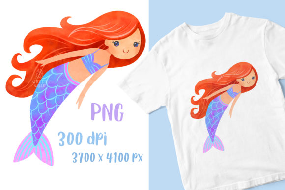 Download Watercolor Mermaid T-Shirt Print&nbsp;&nbsp; - Premium Resources
