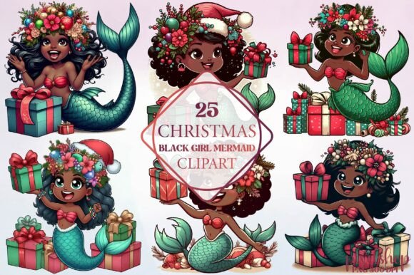Download Christmas Black Girl Mermaid Clipart - Girl mermaid clipart Collection